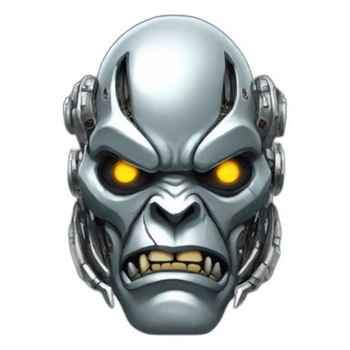 Cyber futuristic silver orc robot face with big orc tusks sticker