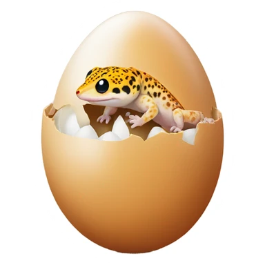 Orange leopard gecko emerges from egg sticker