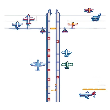 airport with planes and runway sticker