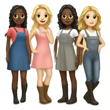 4 white girls on a farm sticker