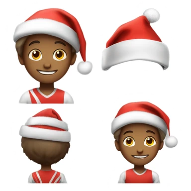 boys in sportswear having fun with Christmas colours and Santa cap sticker