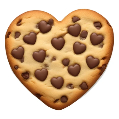 Realistic heart shaped chocolate chip cookie isolated.  sticker