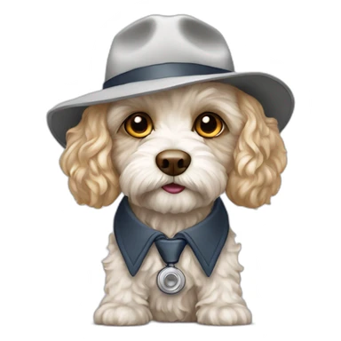 All White cavapoo as an detective sticker