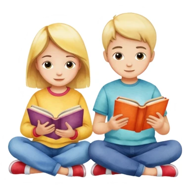 watercolor books and children  sticker