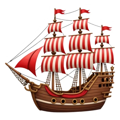 red and white lines pirate ships sticker