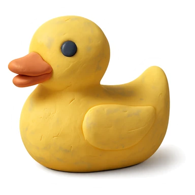 yellow rubber duck in claymation style with visible fingerprints and pastel colors sticker