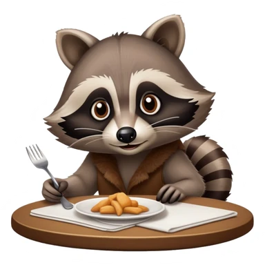 Sneaky raccoon that works at a restaurant and clears tables  sticker