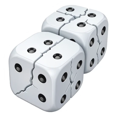 two dice but one is broken in half sticker