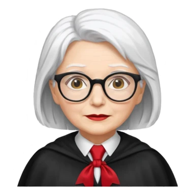 An older woman with glasses and white hair, in a red tie and black cape (might resemble Professor McGonagall). sticker