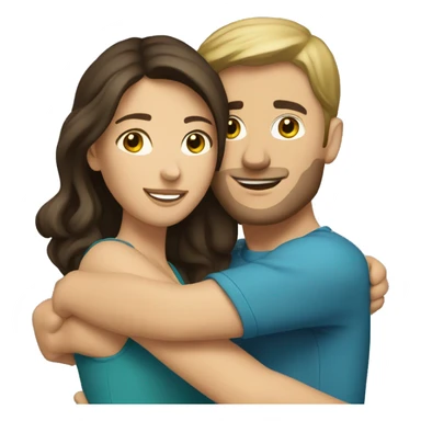 Caucasian brunette couple hugging sticker