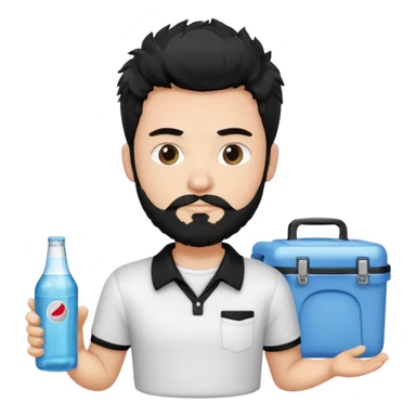 A white guy with coolers and white collar t shirt  and the beard for him is at the chin area only and not moustache ,the hair is fuzzy and black in colour sticker