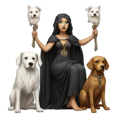 Hekate from Greek mythology with her two dogs sticker
