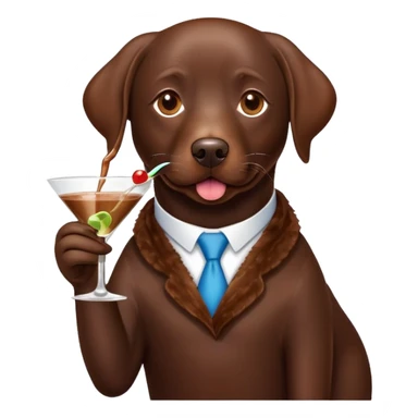 Chocolate lab dog drinking a martini sticker