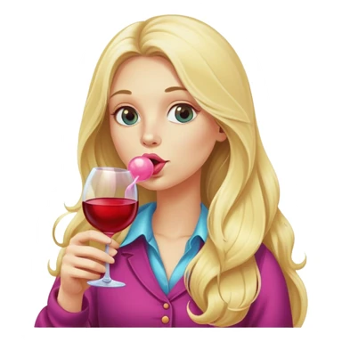 Long Blonde blowing bubblegum wine sticker