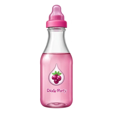 realistic baby oil style bottle pink cap pink logo clear bottle with berry logo with diddy party written and a berry on top bottle sticker