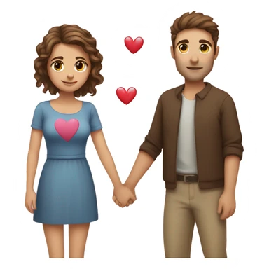 girl with brown hair brown eyes standing next to tall guy with light brown hair with hearts  sticker