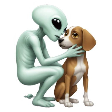 Alien is petting a dog sticker