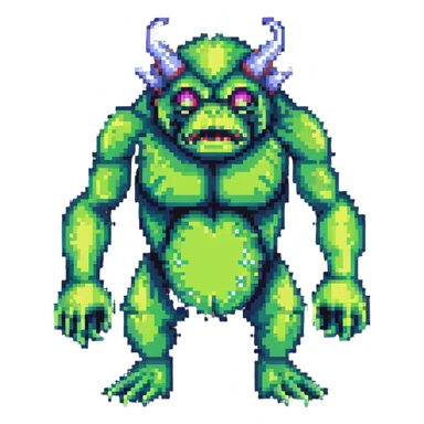 Hulk transformation sequence, scientist becoming green monster, retro game style sticker