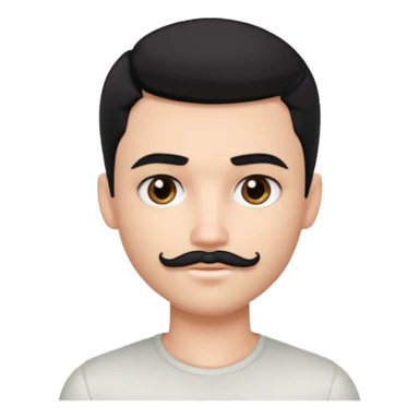 pretty handsome bratz man, with black eyes,  short black hair,  short mustache , pale skin, defined jawline sticker