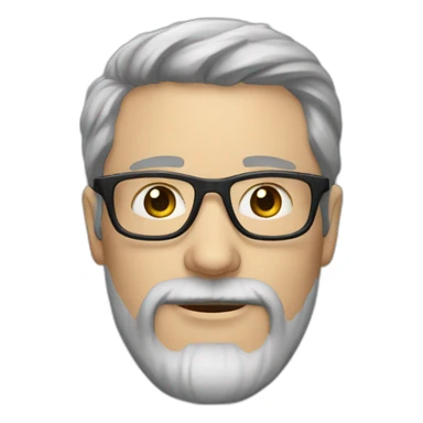 40 year old white man with grey and dark hair and grey beard and dark glasses and long thin nose sticker