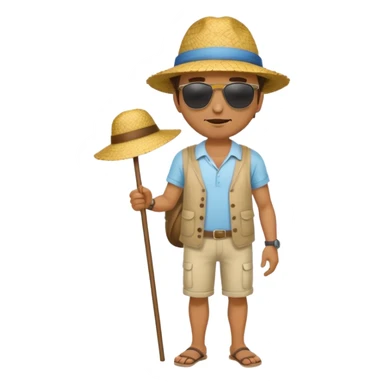 full body man with straw hat sticker