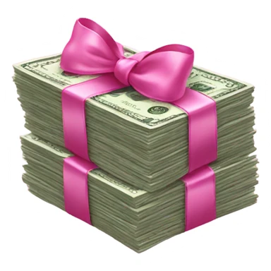 create a stack of money with glitter and a pink bow wrapped around it  sticker