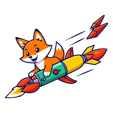 Villain Fox launching rockets and missiles    sticker