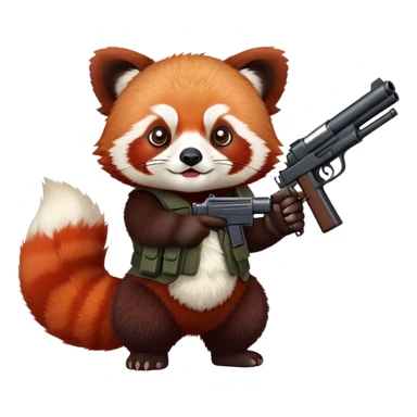 Red panda holding a gun sticker