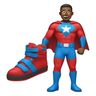 super hero grabing a pair of shoes sticker