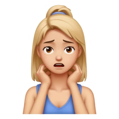 girl holding her neck frustrated sticker