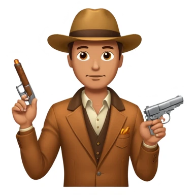 Mafia holding cigar and gun sticker