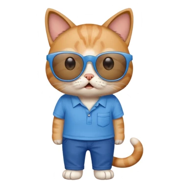 Cat with sunglasses with blue shirt pants and shocked sticker