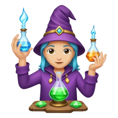 potion maker snapping fingers crystal spark idea sticker