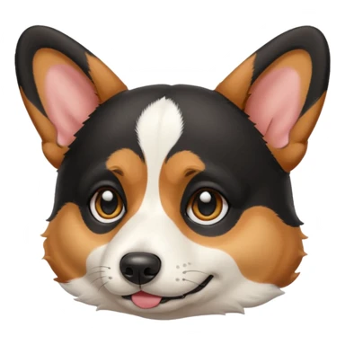 black tricolor corgi with no tail and with a tears on it's eyes sticker