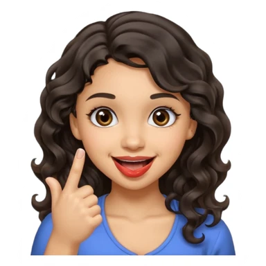 a light skin girl w black slight brown really tall wavy hair biting one fingering and smiling (in a flirty way) with big brown pretty eyes , make sure shes biting the finger, and the hair is wavy not curly sticker
