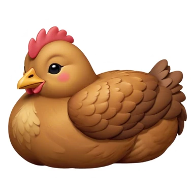 Meme-Worthy Cute Sleeping Brown Chicken Portrait Emoji, Head resting peacefully with a contented smile, showcasing a delightfully compact build and a luxuriously soft brown plumage, eyes shut in a serene, restful nap, Simplified yet hilariously adorable features, highly detailed, glowing with a soft, drowsy light, high shine, relaxed and utterly lovable, stylized with an air of playful laziness, bright and heartwarming, soft glowing outline, capturing the essence of a comically sleepy chicken, so meme-worthy it feels like it could instantly become the next viral sensation of adorable slumber! sticker