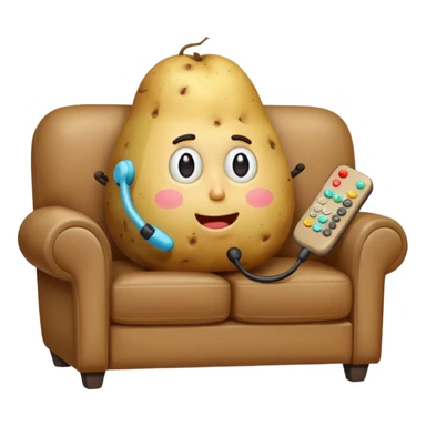 A potato on a couch watching tv sticker