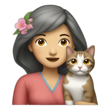 Vietnamese woman with a cat sticker
