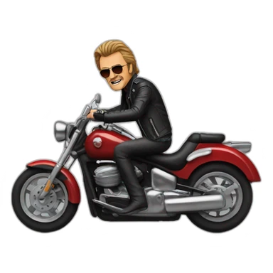 johnny hallyday avec une moto sticker