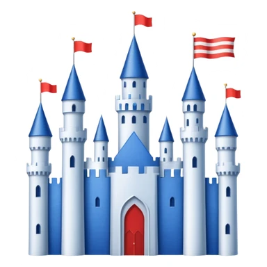The flag has a yellow background with four horizontal red stripes running across it. In the upper left corner, there is a blue rectangle containing a white, stylized castle with three towers, the middle tower being taller than the others. sticker