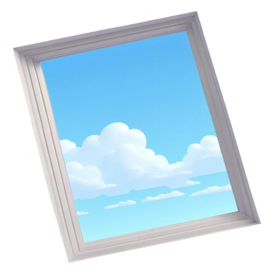 a large window showing a bright sky through a skylight sticker