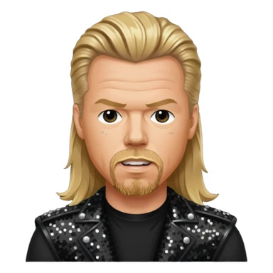 James Hetfield with long dark blonde hair, black sequin outfit  sticker