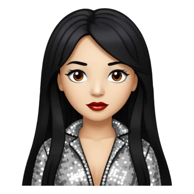 Chilli from TLC with long black hair, silver outfit sticker