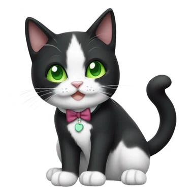 Black and white tuxedo cat with thumbs and green eyes sticker