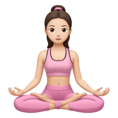 white brunette girl in light pink workout clothes meditating sticker
