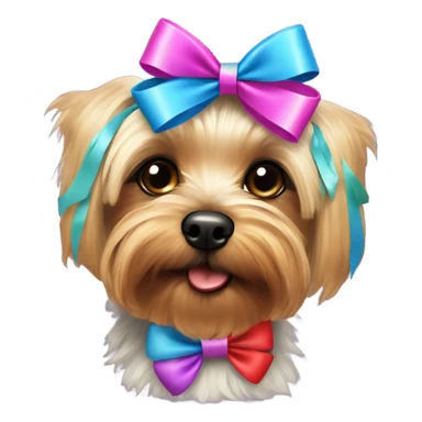 yorkiepoo with bow on head sticker