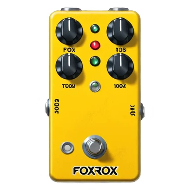 Yellow FOXROX “FR 100” guitar pedal sticker