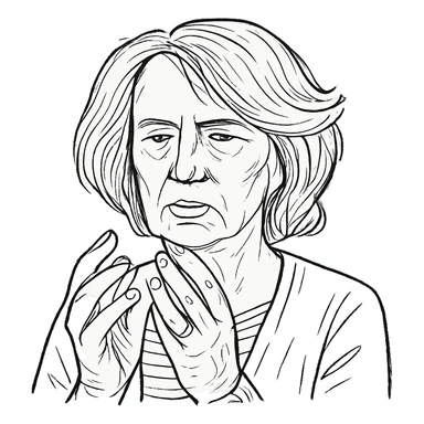 a hand drawn black outline portrait of philosopher Catherine Larrère based on this image sticker