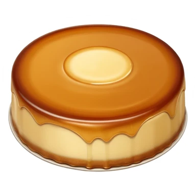 round caramel flan, glossy top, soft custard texture sticker