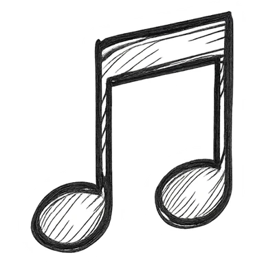 hand drawn outlined icon of a pink music note, no fill sticker